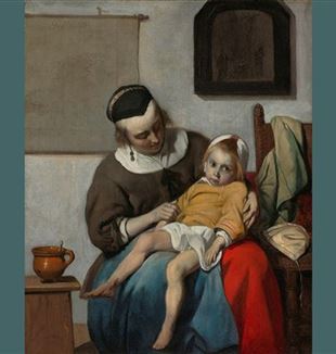 Gabriel Metsu, Nemocné dítě, 1660-1665, Rijks Museum, Amsterdam