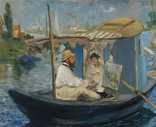 Edouard Manet, ''Claude Monet malba na jeho lodi v Argenteuilu'', 1874